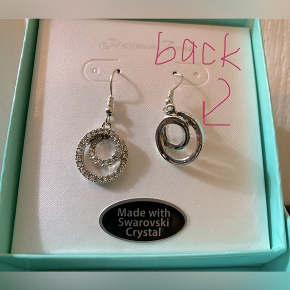 Silver Swarovski Crystal dangle drop earrings - Picture 2 of 5
